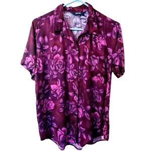Magenta Rose Hawaiian Button Down Shirt